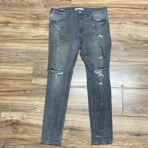 PacSun Mens Stacked Skinny distressed gray jeans
